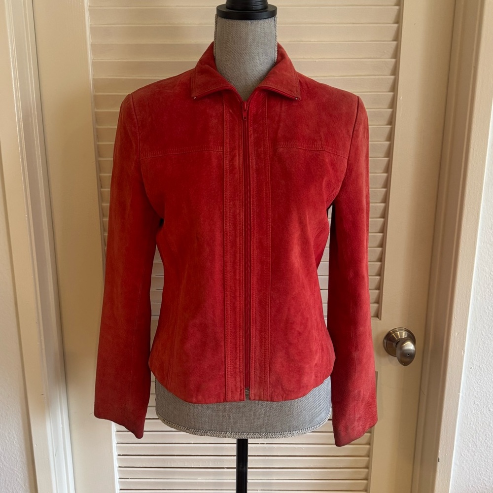Vintage Yvonne le Marie red suede zip up jacket
